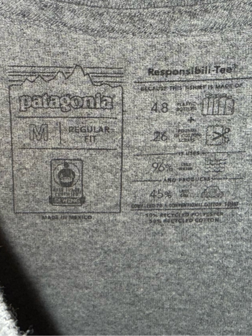 Patagonia Gray Interior Label Tee with Subtle Black Print - Picture 3 of 9